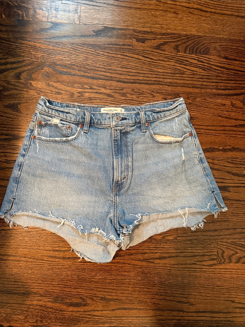 Abercrombie & Fitch Light Blue Distressed Denim Cutoff Shorts